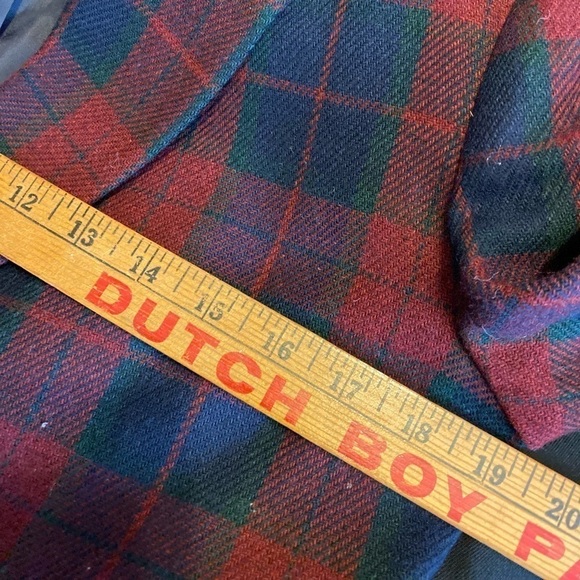 VTG Sag Harbor Green Blue Red Plaid Blazer Velvet Collar Size 8 - Picture 3 of 7